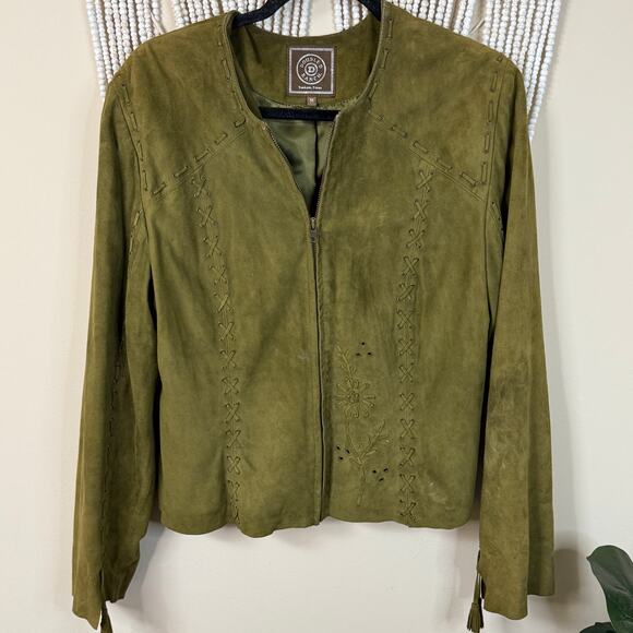 Double D Ranch Green Genuine Suede Floral Embroidered Jacket M - Picture 1 of 8